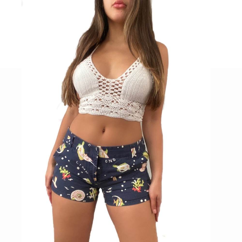 J.CREW Blue Fish Print Chino Shorts